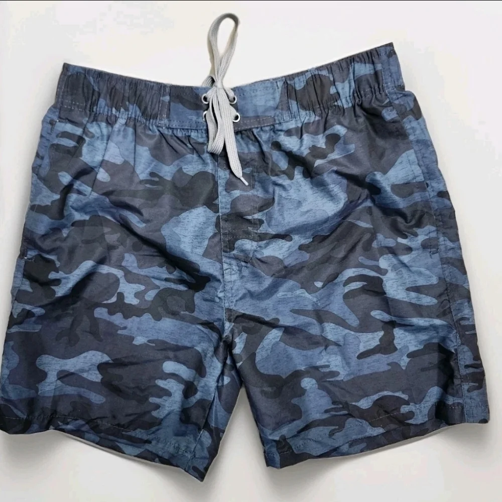 Stillwater Supply Co Mens Medium Blue Camo Swim Trunks Mesh Liner